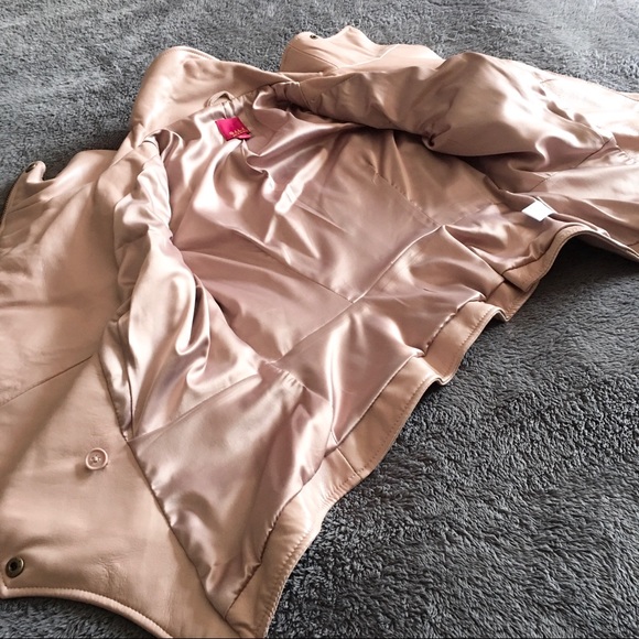 NEW Blush Pink Leather Jacket GILI - Picture 9 of 16